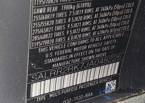 2018 Land Rover Discovery Hse z USA, uszkodzony, nr VIN SALRR2RK7JA048225